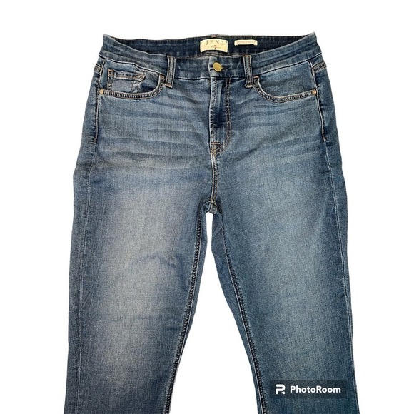 Jen7 by 7 for All Mankind Cropped Straight Fringe Hem Jeans Size 8 - Picture 4 of 12